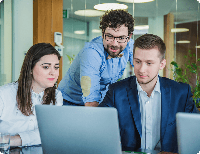Team collaborating in the office